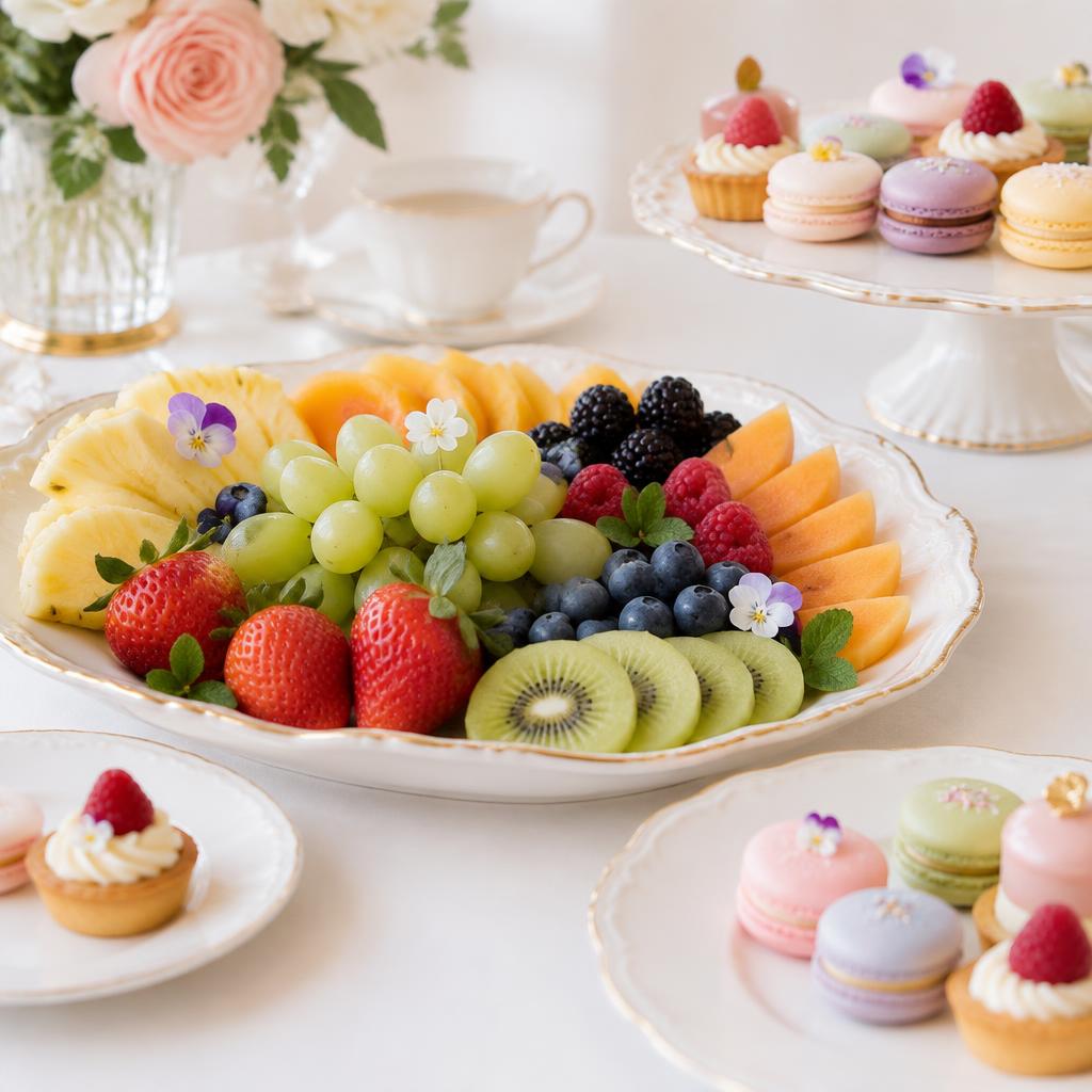 Fruta y petit fours